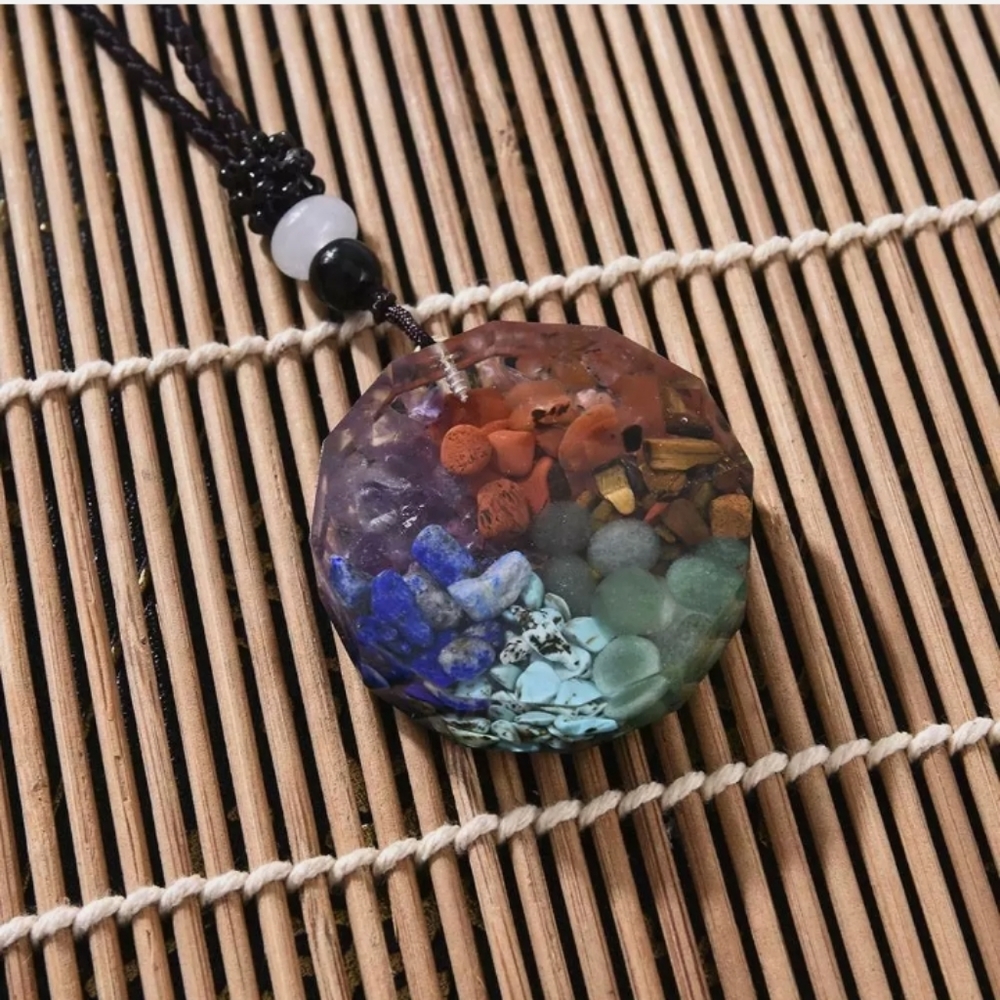Orgonite Pendant Sri Yantra Necklace Sacred Geo - Picture 6 of 7
